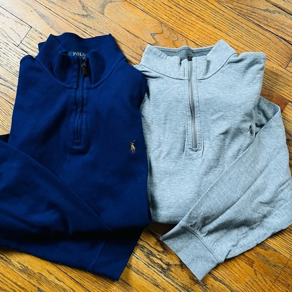 Polo by Ralph Lauren Men's Navy and Gray Quarter-Zip Shirts 2 Piece bundle - Picture 1 of 7